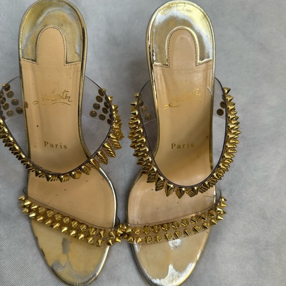 Christian Louboutin PVC Gold Spiked Heels Pumps (Authentic, Rare) 39 - Picture 6 of 15